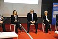 Smau Bari da sinistra Cristina Farioli - Direttore Sviluppo e Innovazione di IBM Italia Spa il Sindaco di Bari Michele Emiliano e Anna Brogi - Responsabile Enel Distribuzione a Smart City