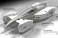 Race car del futuro non quattro motori elettrici, navigazione tramite telecamera e con l´aspetto che si modifica per migliorare l´aerodinamica