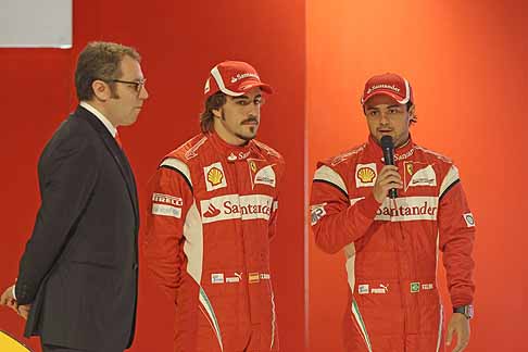 Ferrari - F150 presentation: Stefano Domenicali, Fernando Alonso, Felipe Massa width=