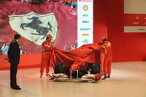 Ferrari - Luca di Montezemolo - Ferrari F150 presentation: Stefano Domenicali, Fernando Alonso, Felipe Massa width=