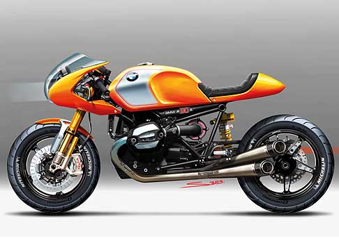 BMW - BMW Concept Ninety si intravede un´impronta del passato arriva della carenatura, dal serbatoio, dal sellino e dalla coda che indicano subito il legame di famiglia con la BMW R 90 S width=