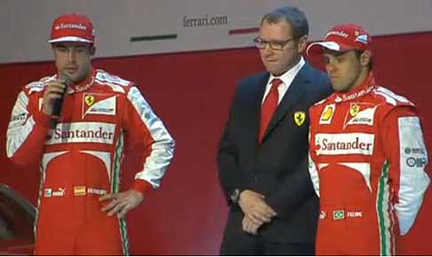 Ferrari - Presentazione Ferrari F138 con Fernado Alonso, Stefano Domenicali e Felipe Massa width=