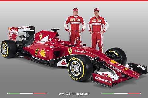 F1 Monoposto Ferrari - Ferrari SF15-T con i piloti Kimi Raikkonen e Sebastian Vettel width=