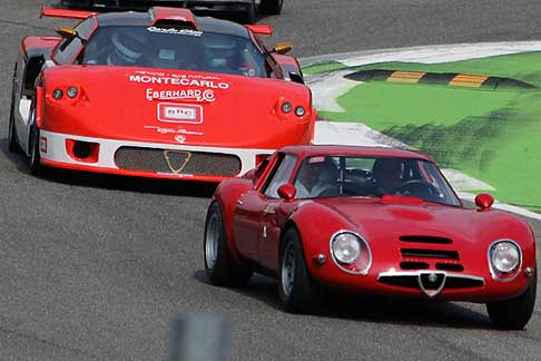 Montecarlo Automobili - Montecarlo “Carlo Chiti MonzaCodaLunga” e vettura storica Alfa Romeo in pista a Monza width=