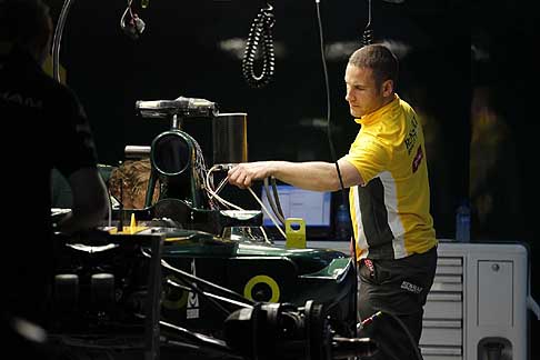 Caterham - 2012 - Renault Formula 1 - Caterham F1 team pit garage at the Bahrein Grand Prix width=