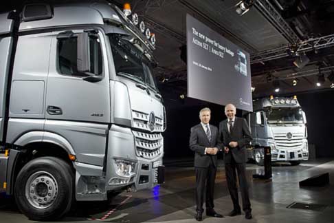 Mercedes-Benz - Mercedes-Benz Arocs SLR and Actros SLR with Stefan Buchner, Head of Mercedes-Benz Trucks (Left) and Ulrich Bastert, Hea of Sales and Marketing Mercedes-Benz Trucks width=