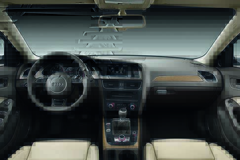Audi - Cruscotto Audi A4. Commercializzazione della nuova gamma audi A4 interni con cruscotto centrale e volante width=