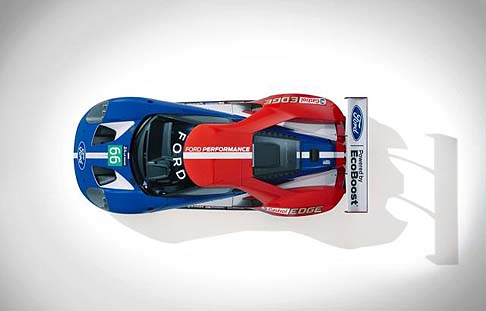 Ford - La Ford GT è una sportiva realizzata con materiali ultraleggeri, come il carbonio, ed è alimentata dal motore EcoBoost V6 3.5, il più potente EcoBoost mai prodotto. width=