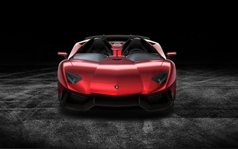 Lamborghini - Le porte dell’Aventador J si aprono verso l’alto e sono dotate di un piccolo vetro laterale fisso. Le voluminose fiancate posteriori sono realizzate seguendo la tradizione Lamborghini. width=
