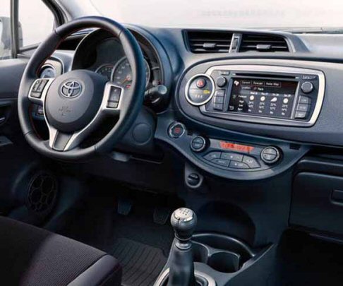 Toyota - Toyota Yaris immagine interni, volante e cruscotto centrale width=