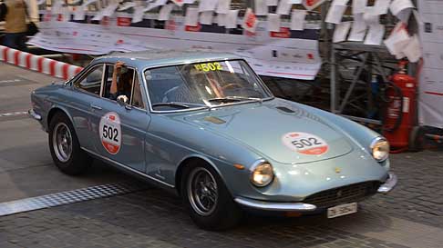 Mille Miglia continua la corsa - Ferrari 365 GTC del 1959 duo svizzero Straub Peter e Villiger Madeleine in paserella a Roma per le Mille Miglia 2015 width=