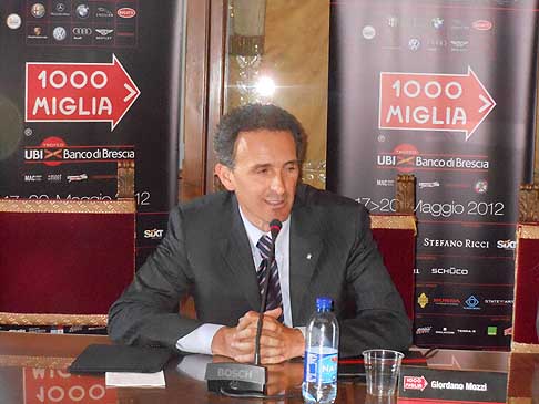 Conferenza Stampa - Giordano mozzi che interviene alla conferenza stampa delle 1000 Miglia 2012 width=
