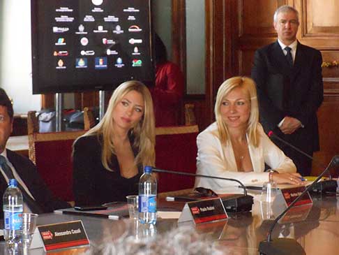 Conferenza Stampa - La Madrina Martina Stella alla presentazione della stampa delle 1000 Miglia 2012 a Roma width=