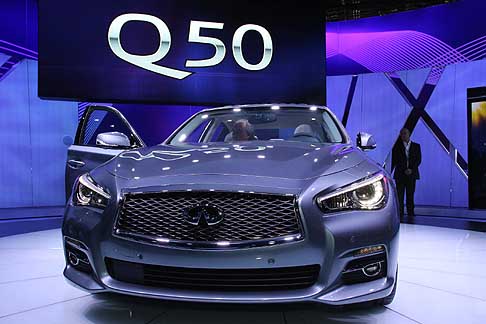 Infiniti - I modelli Infiniti Q50 2014 con motore V6 da 3,7 litri e ibrido da 3,5 litri saranno disponibili a scelta con trazione posteriore o trazione integrale Intelligent All-Wheel Drive.  width=