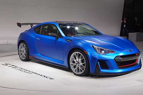 Subaru  - oncept che esalta le qualità spiccatamente dinamiche della coupè nipponica BRZ, la Subaru BRZ STI Performance è la guest star dello stand delle Pleaidi al Salone di New York. width=