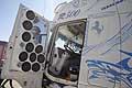 Trucks Scania la portiera ha installato uno spaventoso impianto Hi-Fi con ben dieci woofer e quattro tweeter all´Autodromo del Levante