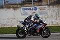 Moto Aprilia di Albanese Rossano sul rettilineo la 3^ gara al Trofeo Inverno 2015 classe Open all´Autodromo del Levante