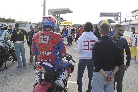 Trofeo Inverno - Moreo Francesco su Yamaha con particolare tuta dell´Uomo Ragno al Trofeo Inverno 2015 presso l´Autodromo del Levante di Binetto